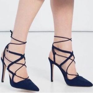 ZARA Trafaluc Blue Lace Up Heels